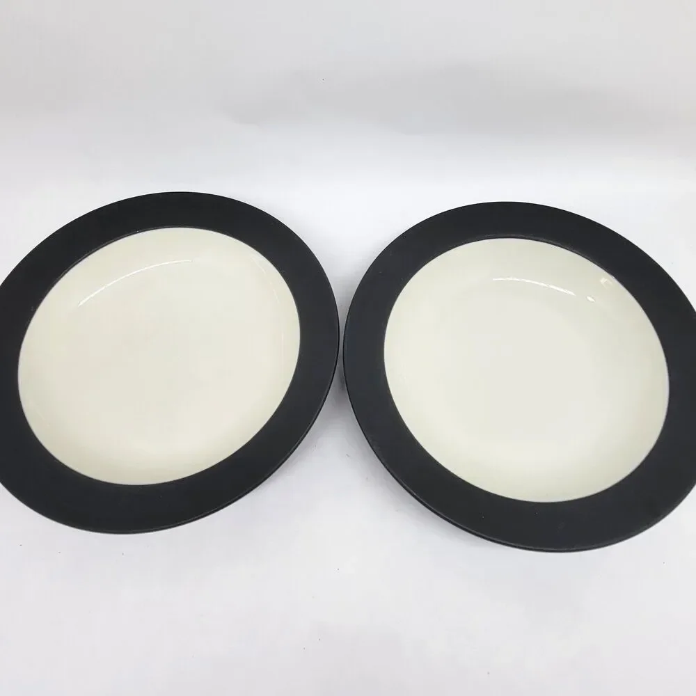 Noritake Colorwave Graphite Rimmed Soup Bowls 8.5” Set of 2